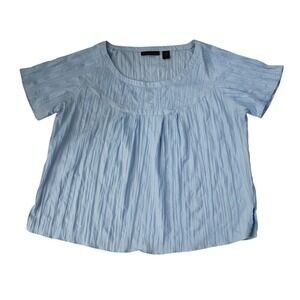 Gaiata Casuals 3X Light Blue Crinkle Blouse Plus Size